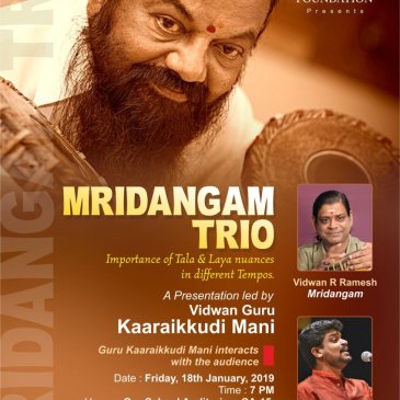 Poster Mridangam Trio Workshop at Our School, Bengaluru